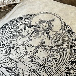 Intricate Black & White Yab-Yum Art Print on Lokta Paper